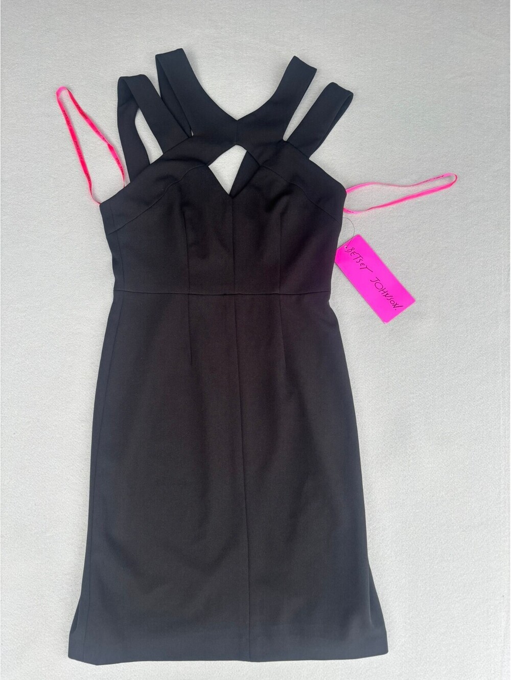 Betsey Johnson Black Strappy Cutout Back Bodycon Dress Size 0 NWT